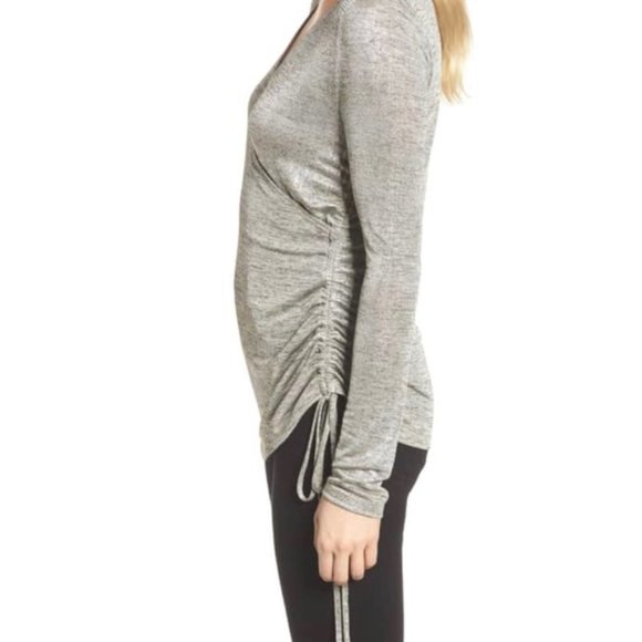Trouve Metallic Silver Rouched Top - Silk Foil Nordstrom Small New with Tags - Picture 11 of 16